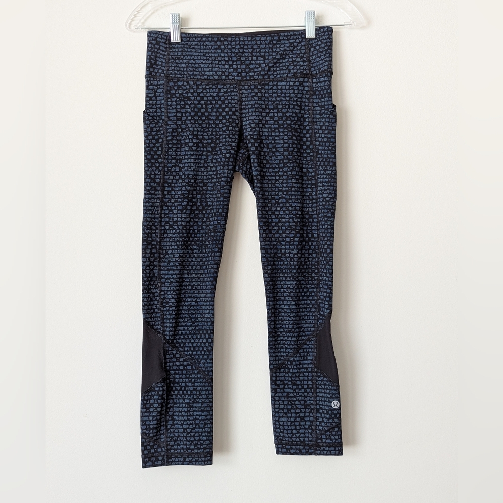 Lululemon Pace Rival Crop (19")Shatter Weave Desert Teal Alberta Lake / Black 4